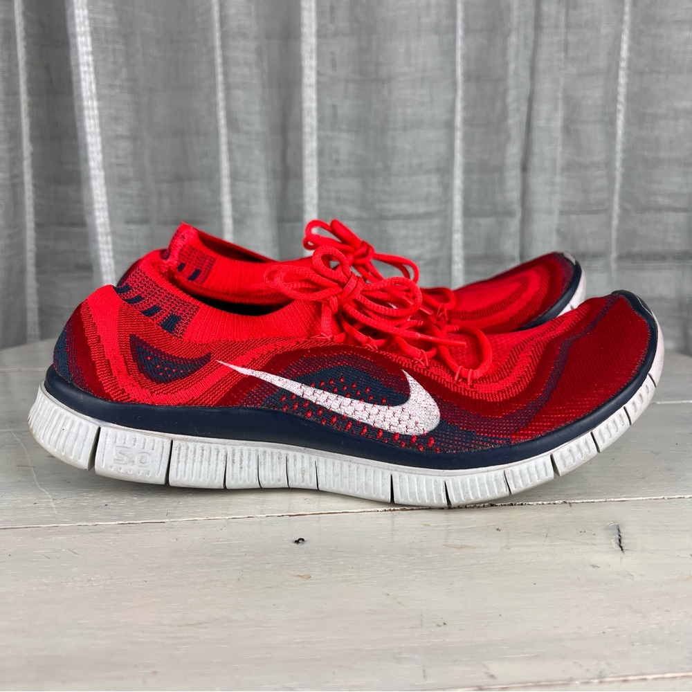 480pte  Nike Free Flyknit Bright Crimson Sz 9 Men's Sneakers 615805-616